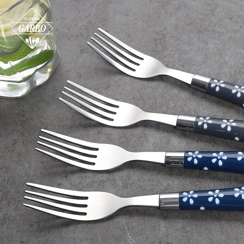 Flower Plastic Handle 2mm Thickness Dinner Fork