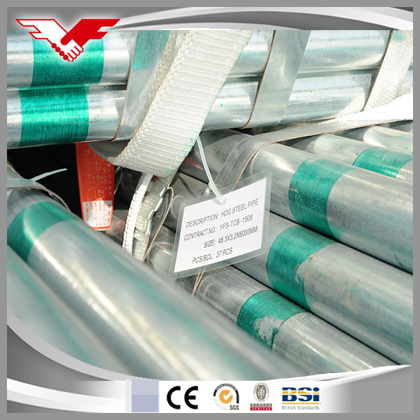 Zinc Coated 300 Microns Diameter 1.5inch 48mm En39/BS1139 Hot Dipped Galvanized Scaffolding Tube by Length 6m 4m 3m 2m