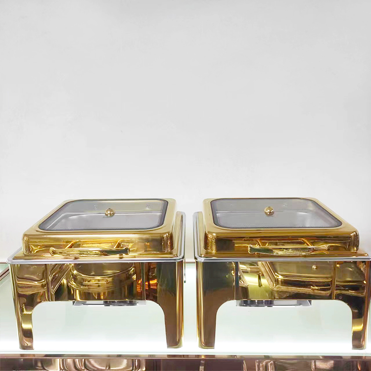 Kitchen Restaurant Food Warmer Alcohol Buffet Stove Gold Buffet Stove Chefing Dish