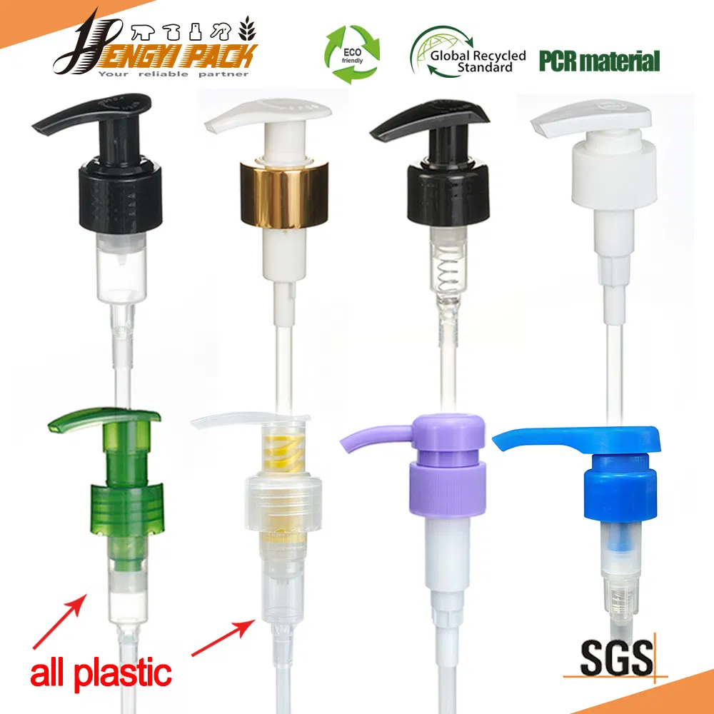 Yuyao Factory Lotion Pump 28/410 24/410 Liquid Soap Dispenser Pump for Plastic Bottle 28/415 Clear Metalized Sanitizer Face Wash Cosmetic Pump Luxury