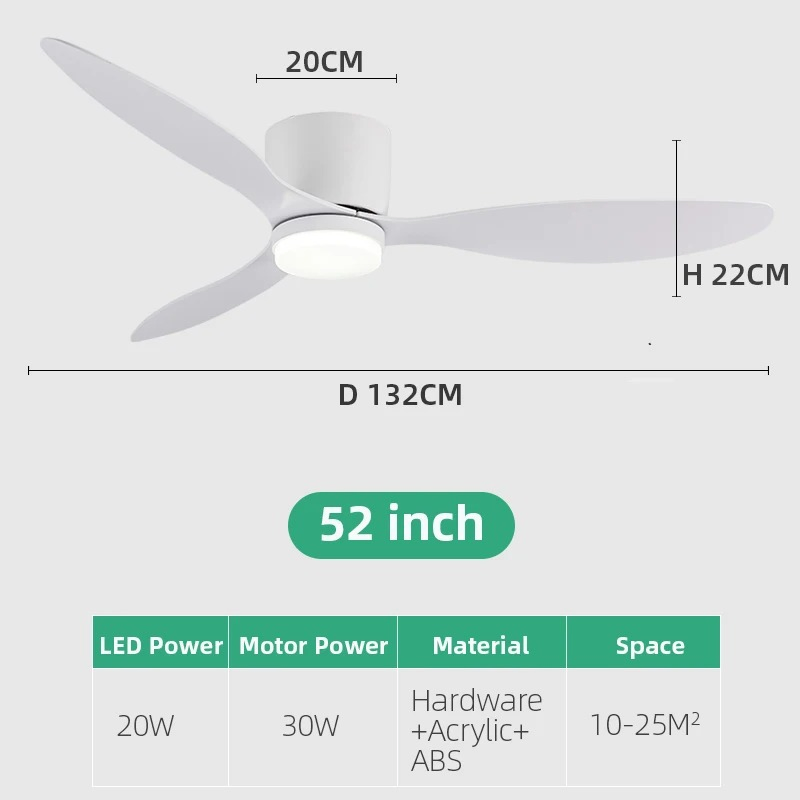 Умный потолочный вентилятор с пультом, 3 лопасти, BLDC мотор