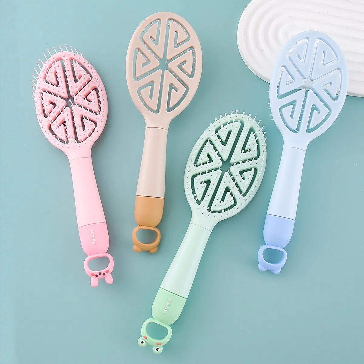 Soft Needle Hollow Ventilated Ribbed Arc Shaped Cute Animal Silicone Dual-Use (Dry & Wet) Fluffy Large Curved Comb