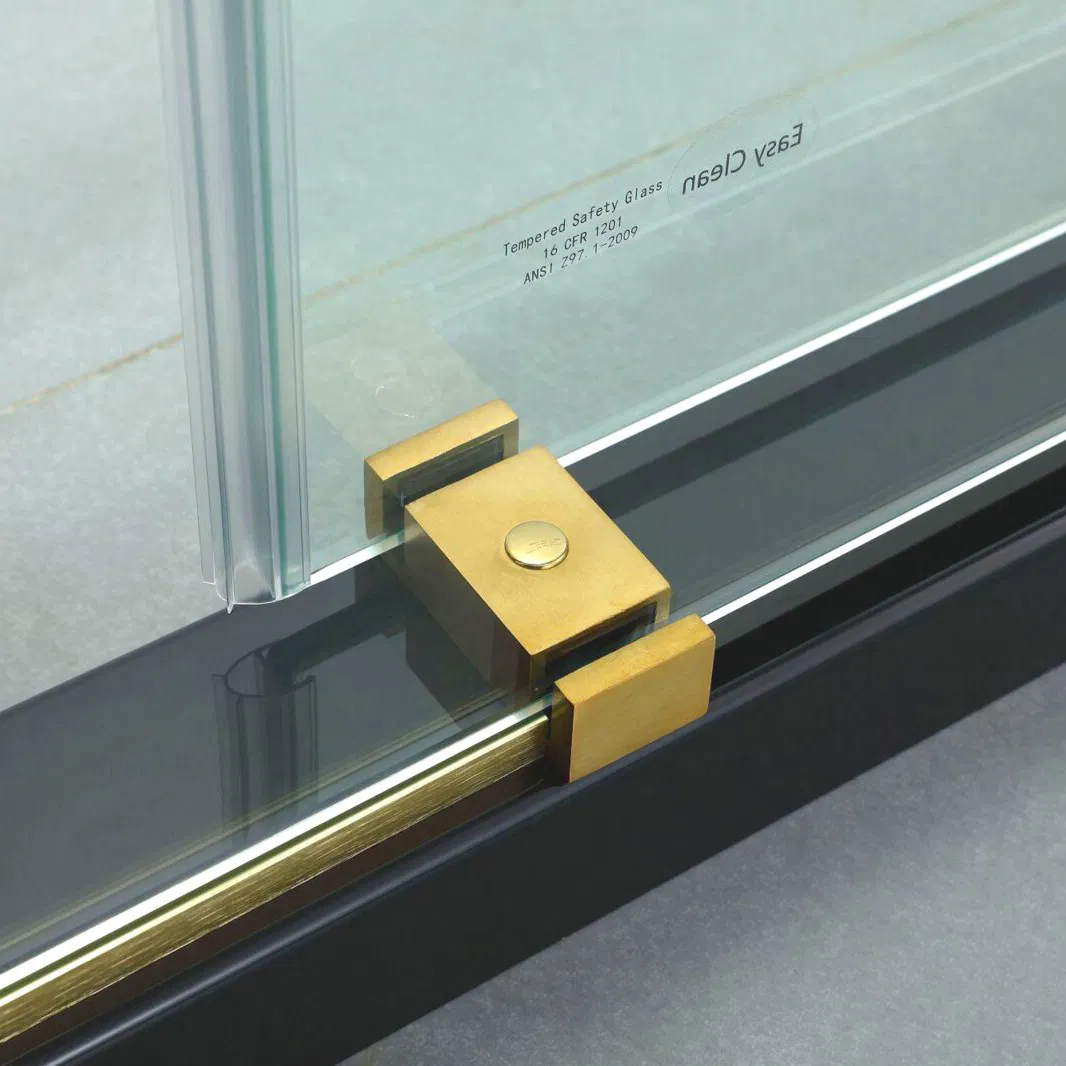 High End Luxury Gold Stainless Steel Fittings Shower Enclosure Sliding Glass Doors