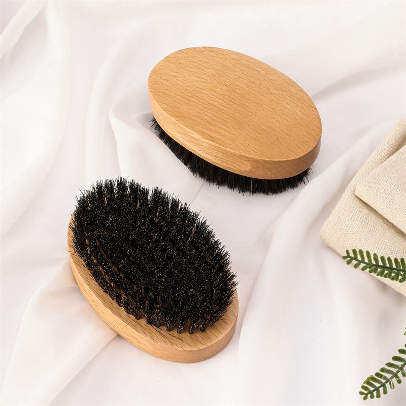 100% Wild Boar Bristle Men's Grooming Shaving Brush Natural Beech Wood Beard Brush with Compact Ionic and Laser Features