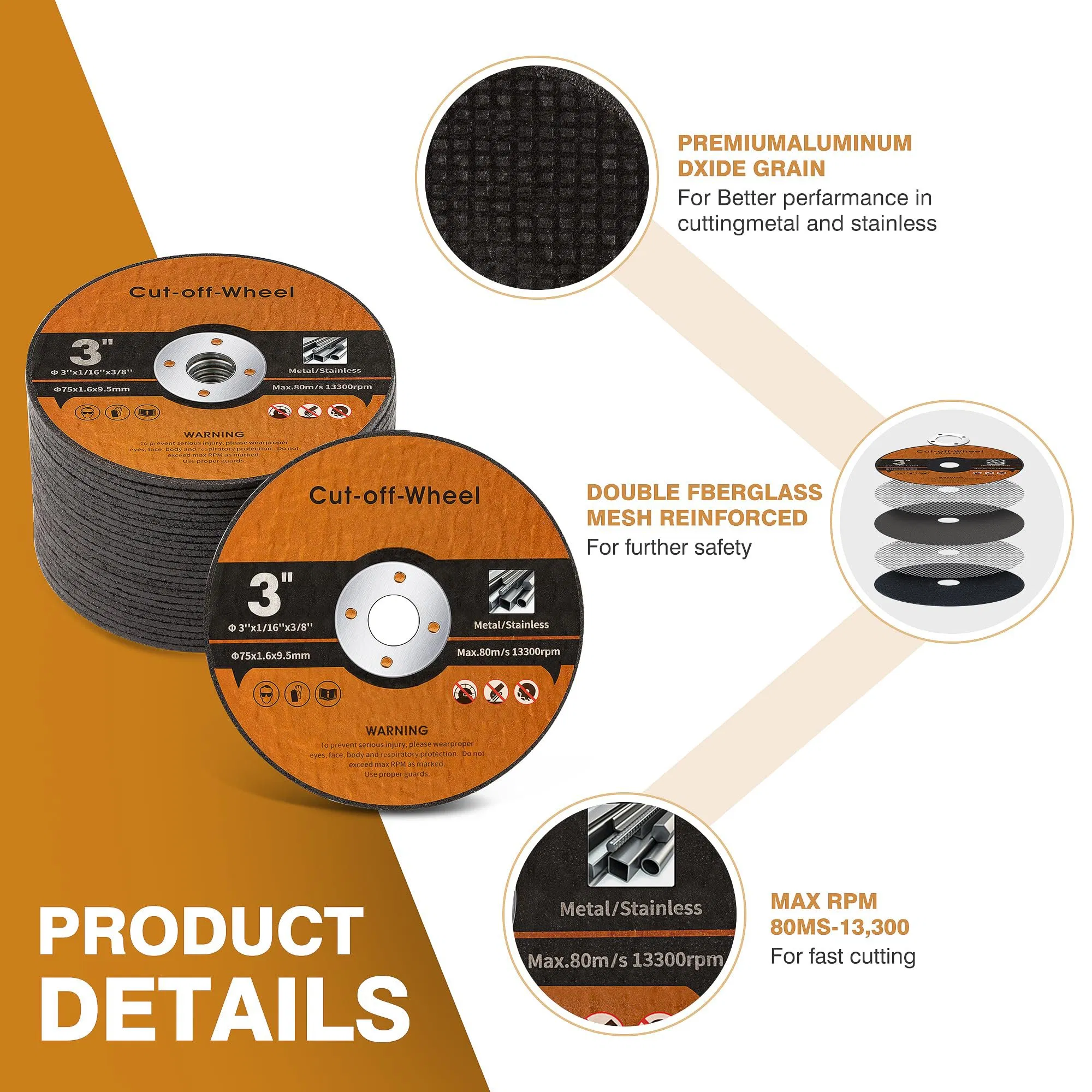 Отрезной круг 3 дюйма, металл и нержавейка