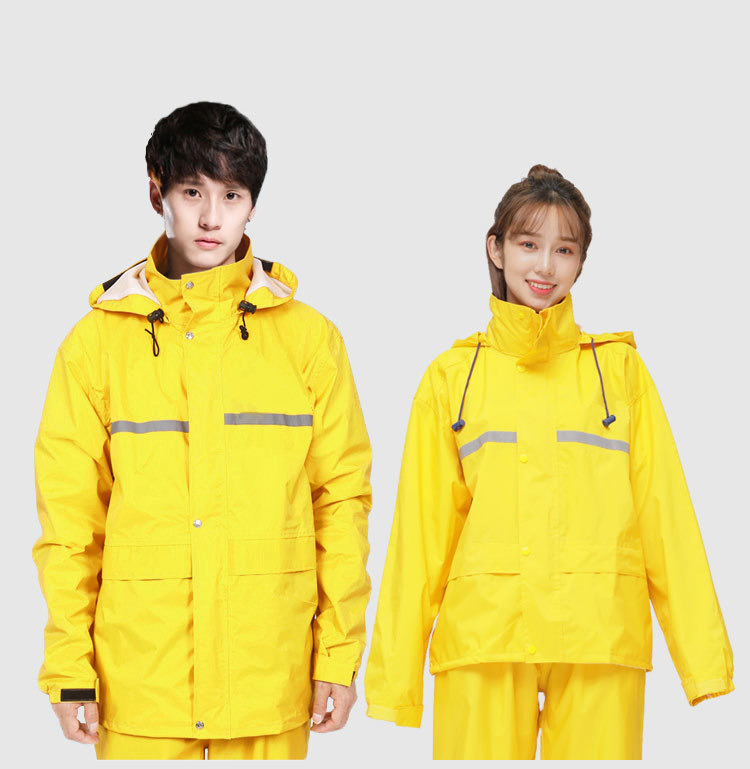 Polyester/PVC High Visibility Protective Waterproof Waindproof Chemical Proof Hi Vis Reflective Rainsuit Rain Coat Raincoat