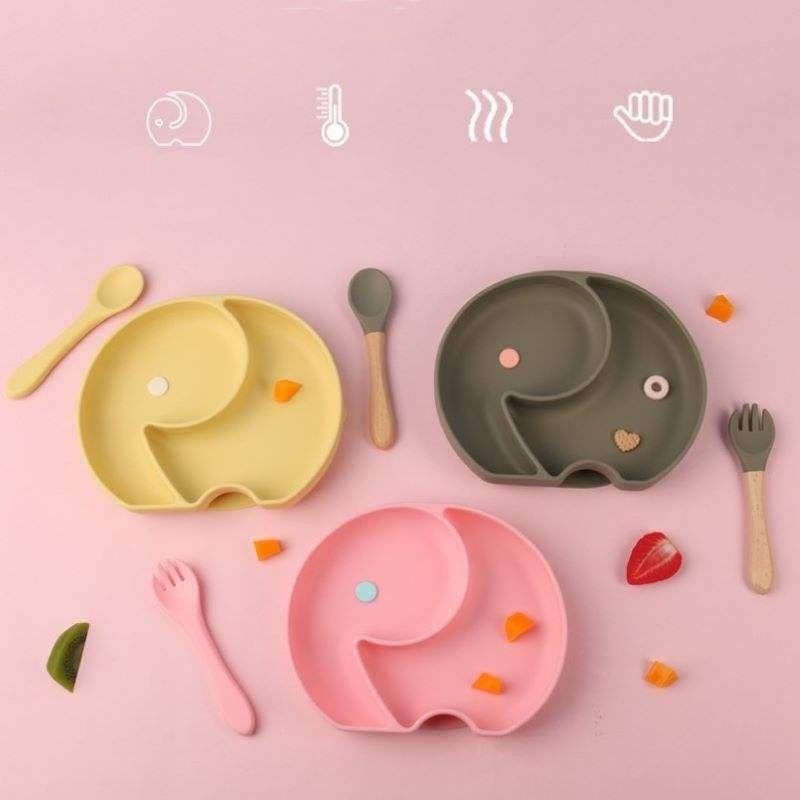 Suction Spoon Set Silicone Tableware Silicone Bowl and Plate Custom Logo Baby Bowl