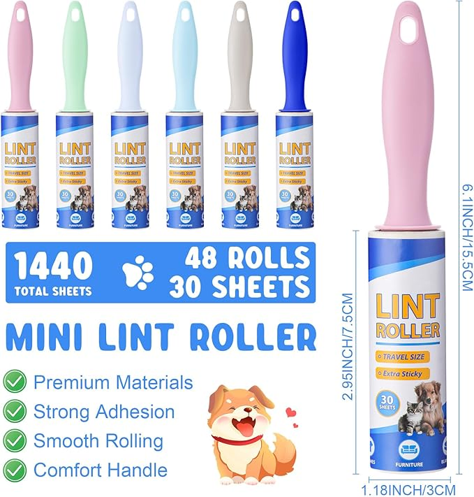 Custom Mini Manual Hair Lint Remover Plastic Sticky Roller for Travel Cleaning Effective Dust Wiping Clothes Furniture Pets Dogs