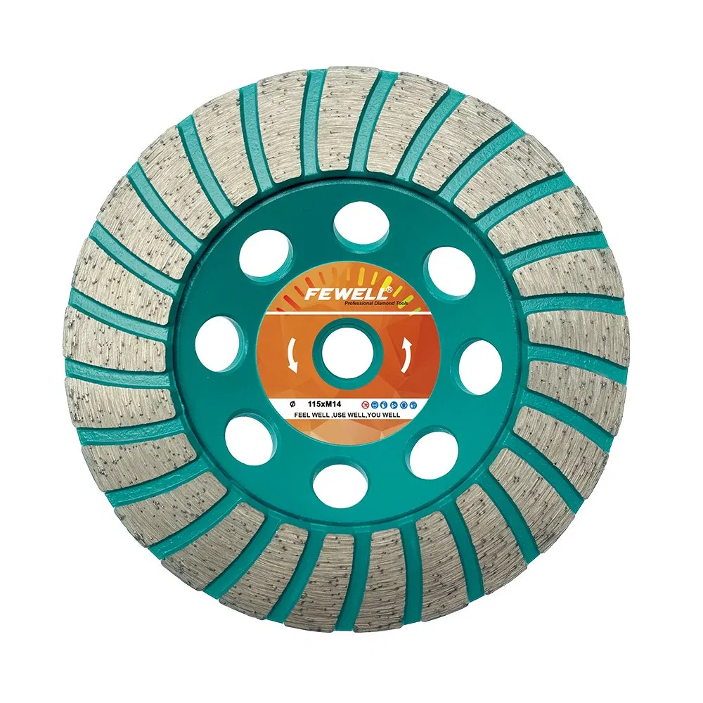 Silver Brazed 4.5inch 115*20*5*25*M14 Thread Turbo Diamond Grinding Cup Wheel Disc for Concrete, Stone