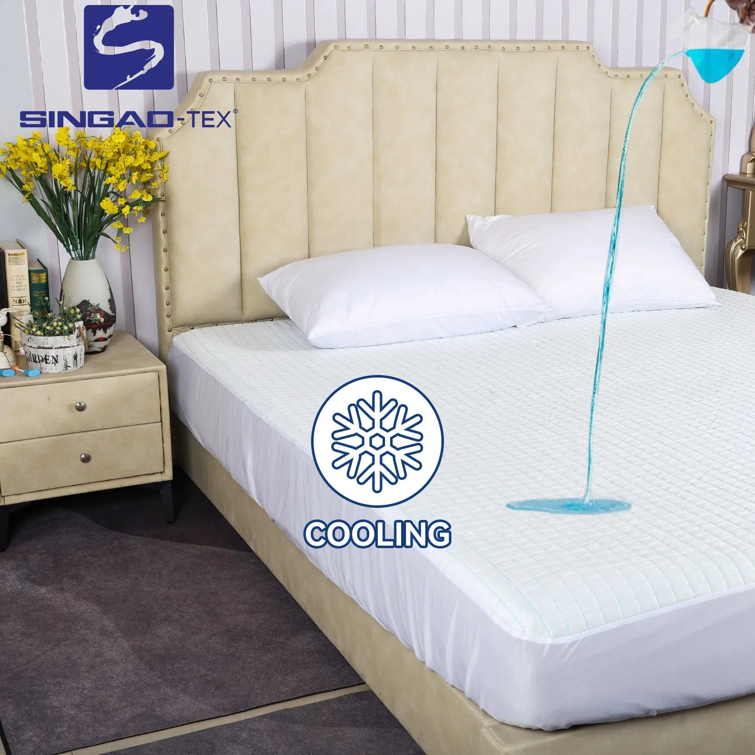 Cooling Waterproof Mattress Cover, Mattress Topper, Bed Cover, Breathable Durable Washable