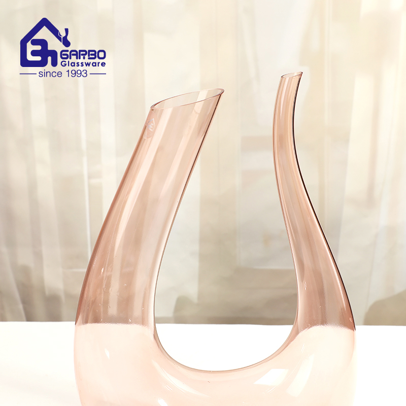Handmade Customized Spraying Colored Pink Blue Red Wine Decanter Set Wedding Party Gift Online Shop for Hotel Use
