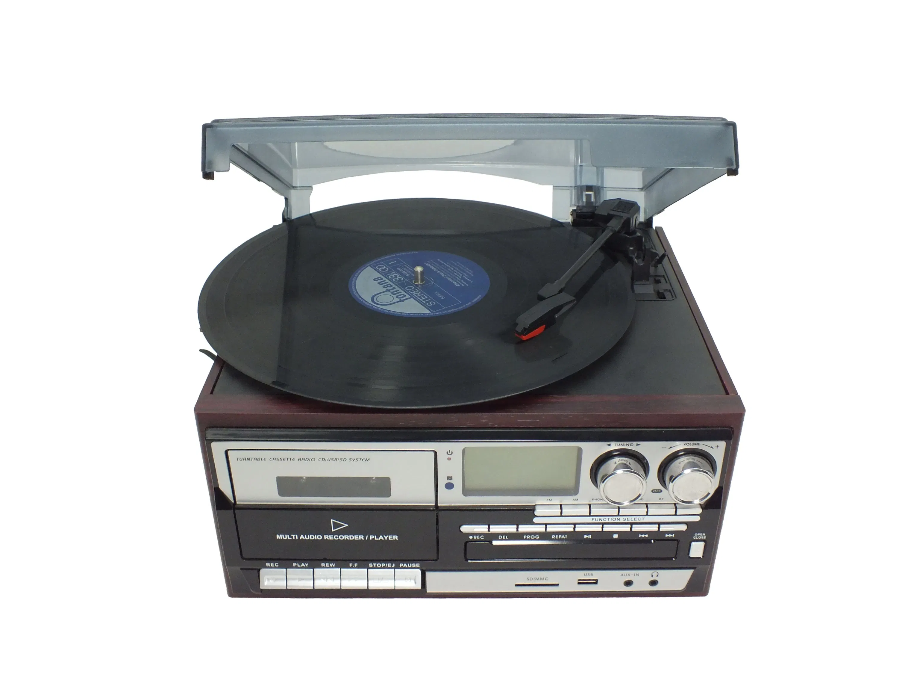Винтажный проигрыватель с кассетой, CD и USB