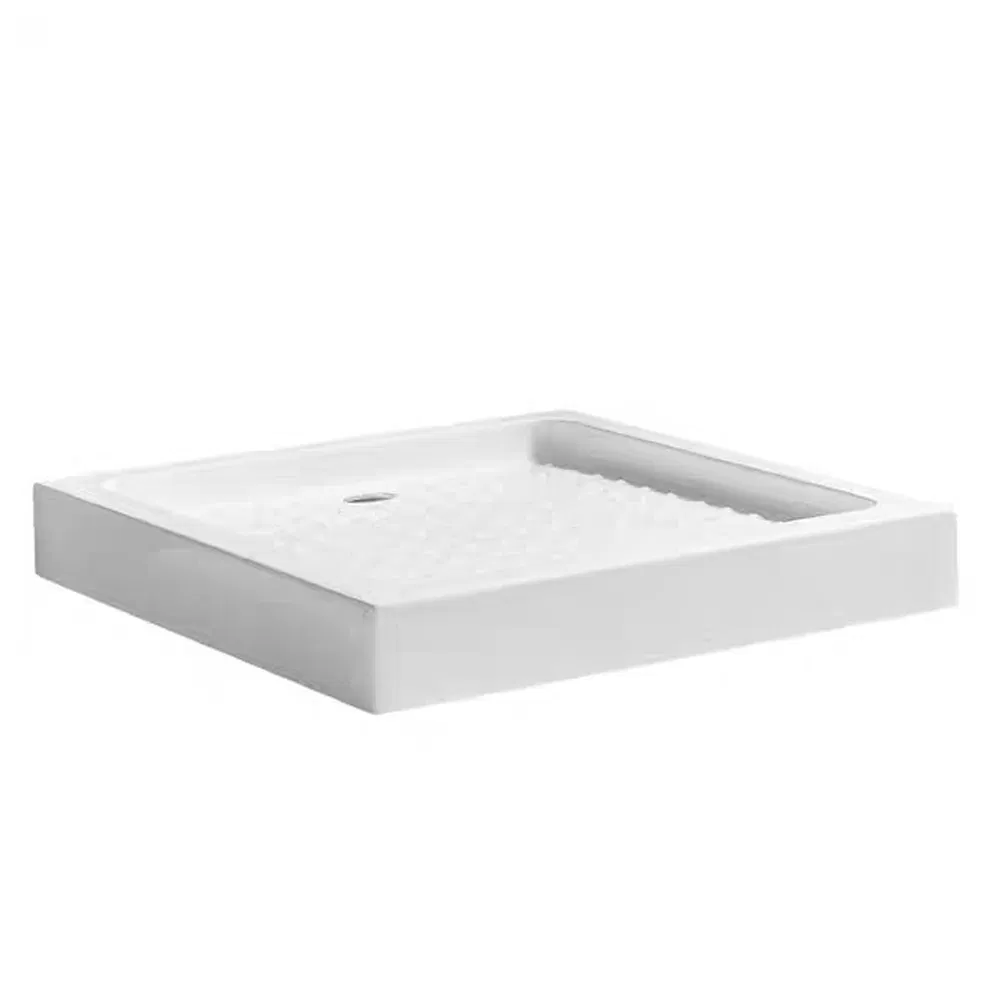 Rectangular Acrylic Shower Tray Base with Center Drain