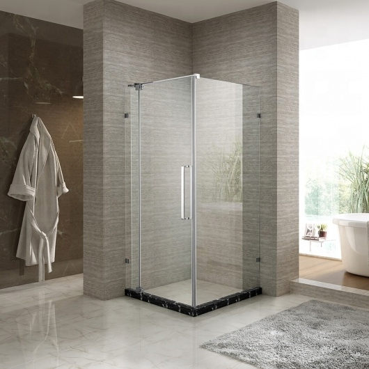 Home Decor Decoration Hotel Construct Bathroom Tempered Glass Simple Sliding Walk in Sealed Aluminum Shower Enclosure Accessories