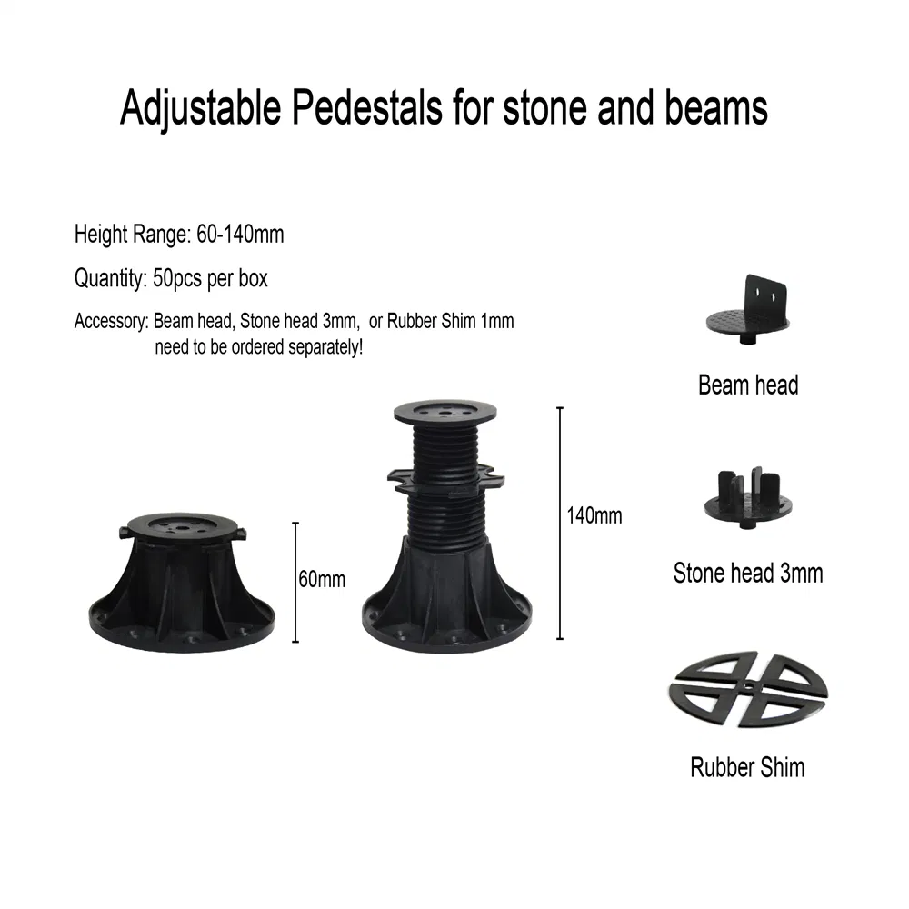 Outdoor Deck Ceramic Tiles Flooring Joist Self-Leveling Paver Support Adjustable Plastic Pedestal