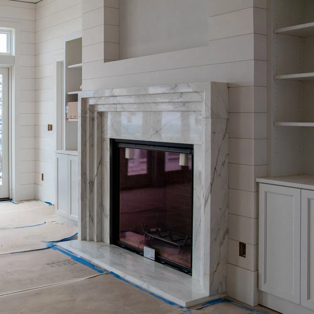 Indoor Decoration Modern Design Stone Carving Marble Fireplace Surround Home White Marble Fireplace Mantel