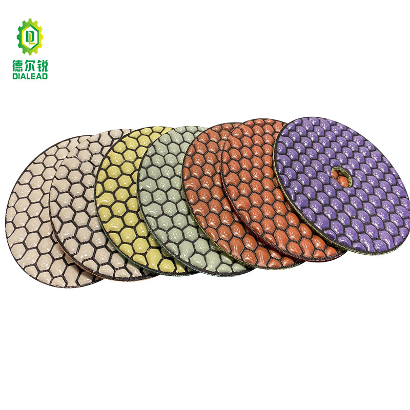 Dialead 4 - Inch Efficiency Resin Flexible Diamond Polishing Pad with White Bond Grit 800 Wet for Marble Granite Stone