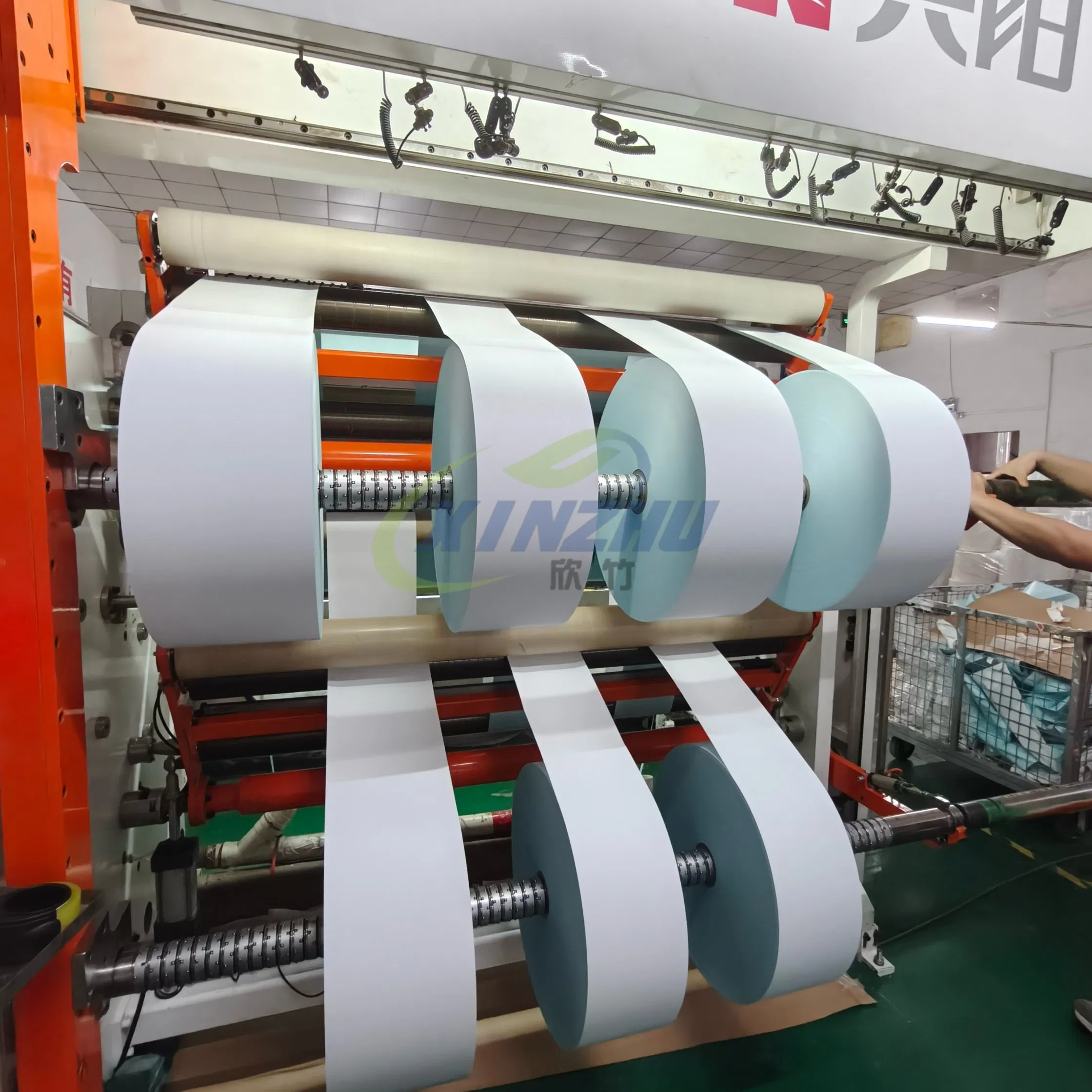 Blue Glassine Self Adhesive Jumbo Roll Direct 70GSM Thermal Paper Material