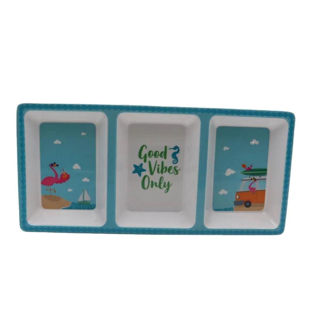 Sea Design 3 Compartment Melamine Divided Plate Wholesale