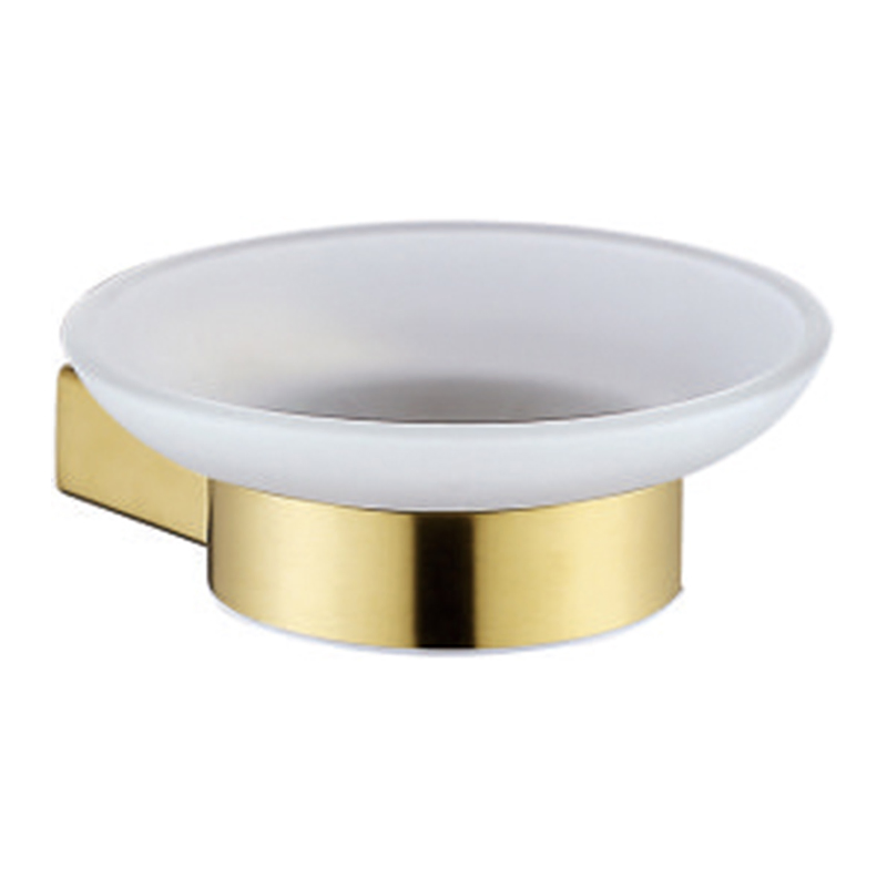 Sanitary Ware Luxury Design Gold Brushed Toothbrush Glass Cup Tumbler Holder for Bathroom