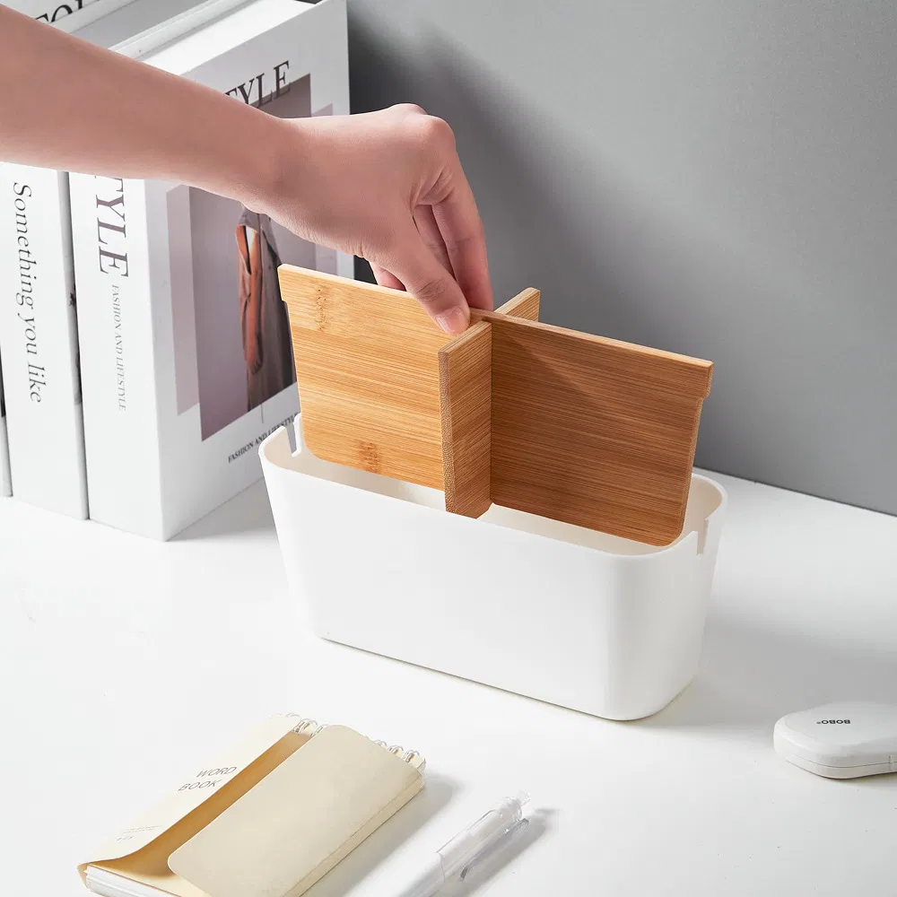 Modern Detachable Rectangle Design Bamboo Wood Desktop Organizer with Compartments