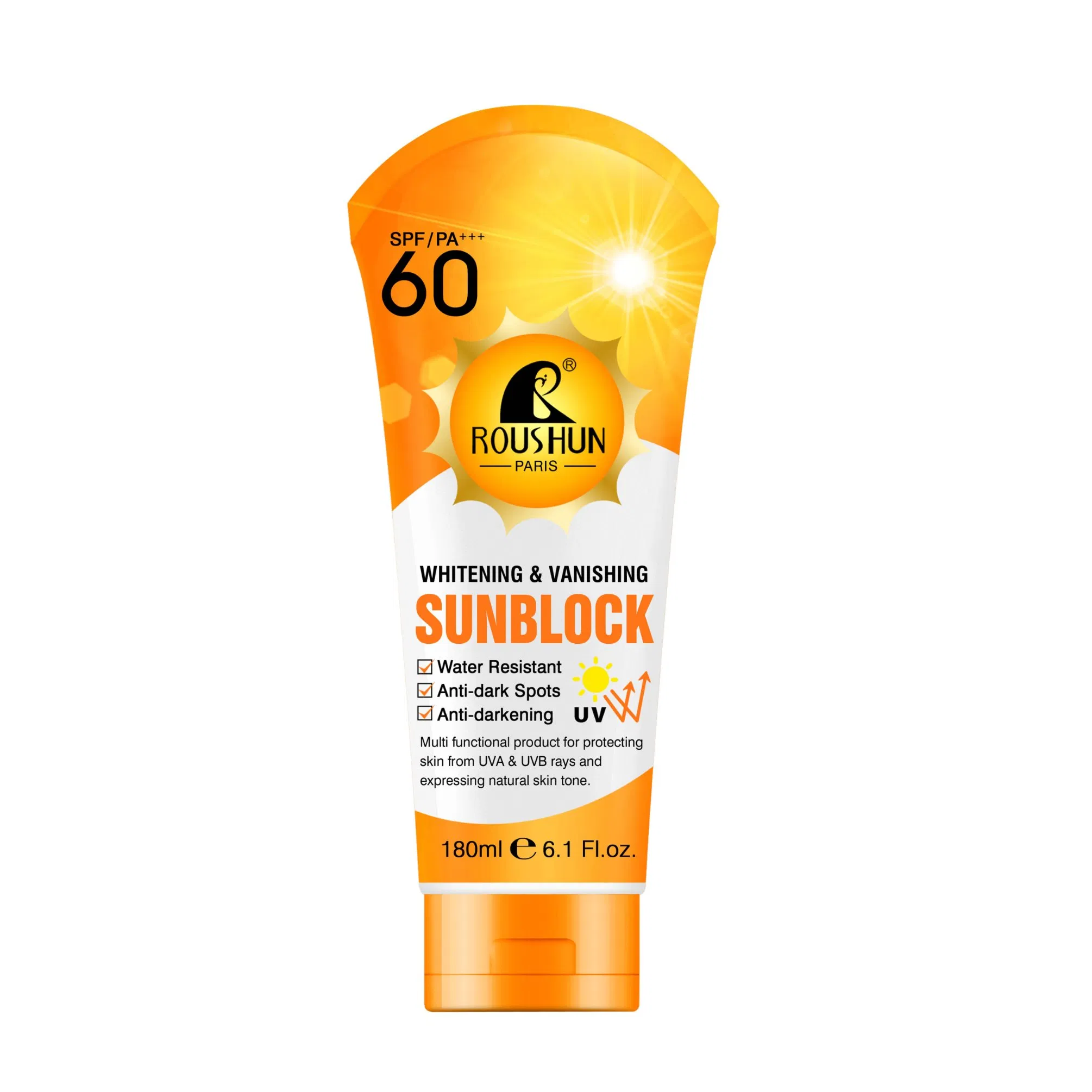 Roushun SPF 60 Whitening Vanishing Sunscreen Water Resistant Anti Dark Spots