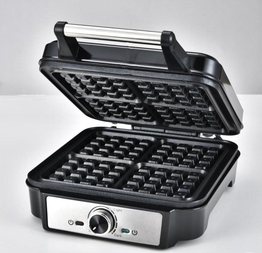 Electric 2 Slice Fixed Waffle Maker Adjustable Temperature Control