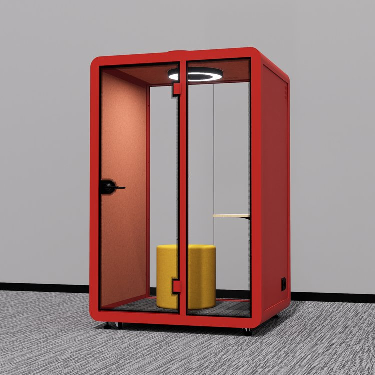 Spoundproof Office Meeting Pod with Soft Seating for Casual Collaboration in Lobby