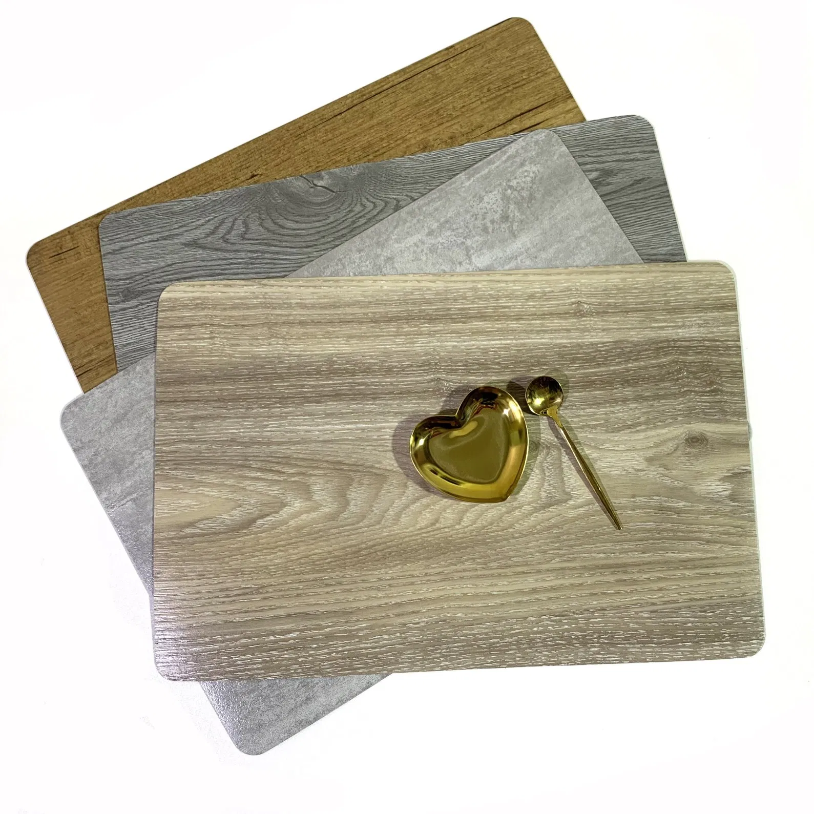 PVC Wood-Grain Leather Placemat Pad Dining Table Mat Decor Mat Heat Insulation Placemats
