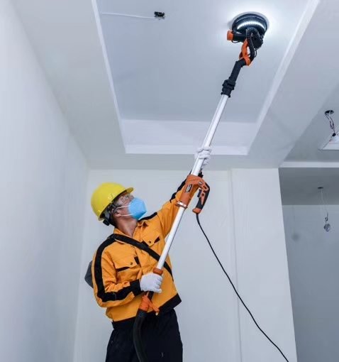 750W Concrete Wall Sanding Long Handle Giraffe Drywall Sander with LED Vacuum