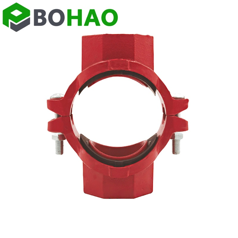 Ductile Iron Threaded 5'' Grooved Cross for Fire Protection, Customized, Quick Delivery