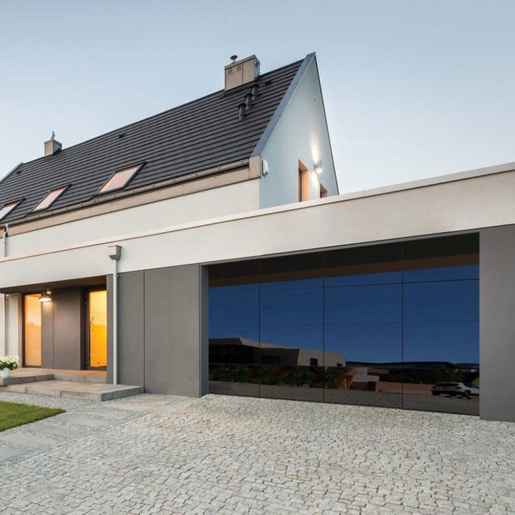 Residential Glass Garage Door with Pedestrian Door and Automatic Opener