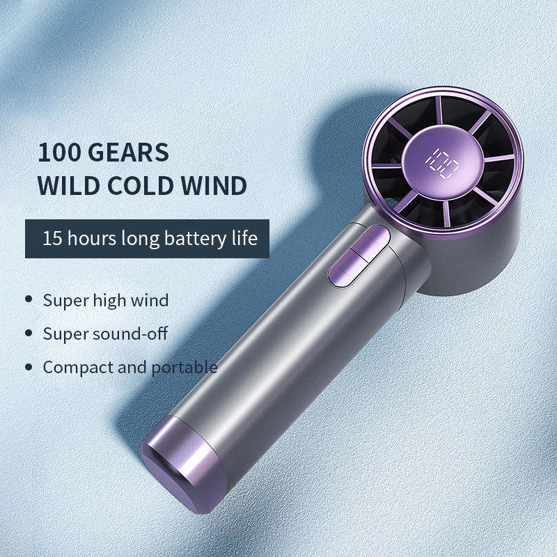 2025 Portable Wearable Mini Turbo Cooling Handheld Fan 100 High-Speed Type-C Rechargeable New Design Small Portable Hand Fan