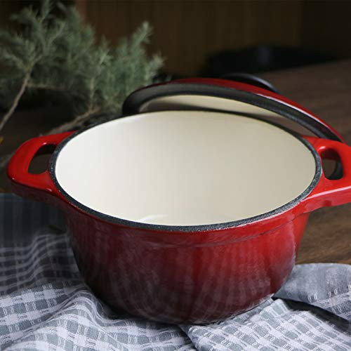 Чугунная эмалированная кокотница с крышкой и ручками