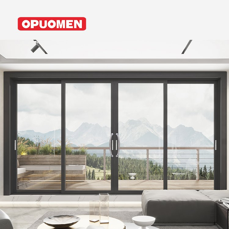 Premium Double Glazing Tempered Glass Postmodern Sound Insulation Sliding Door