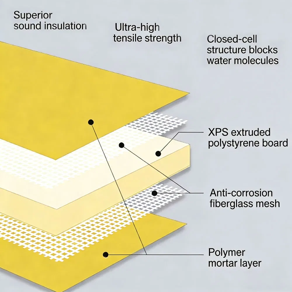 High Compressive Closed Cell Moisture-Proof XPS Composite Waterproof Backing Board for Bathroom/Basement /Underground Garage