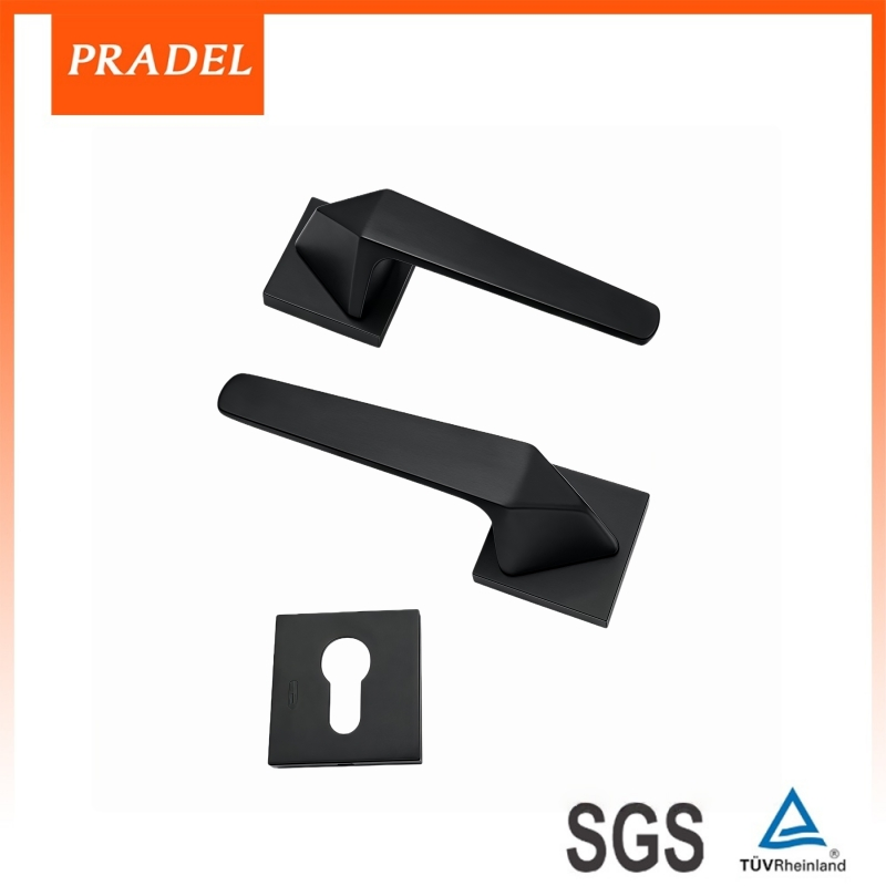 Modern Safety Wooden Black Lever Door Handles Door Handle Interior Lock