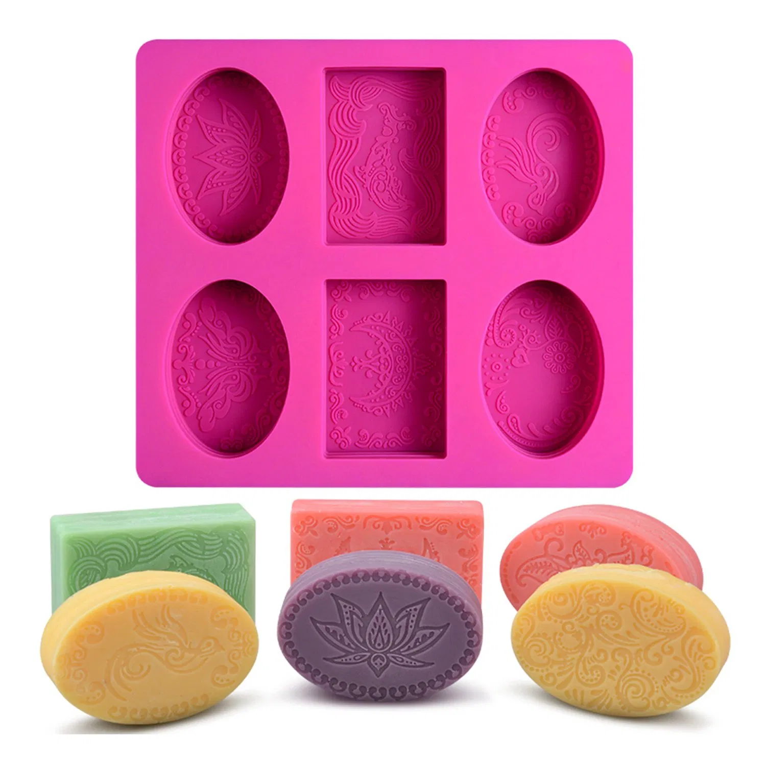 Custom 6 Cavity Silicone Soap Mold for DIY Handmade Soap Making