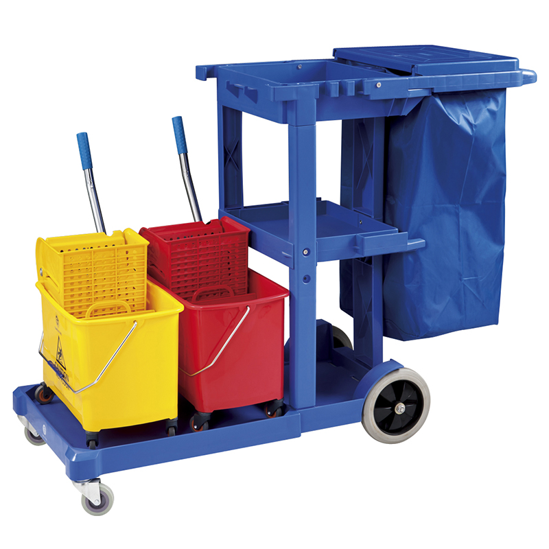 Hotel Commercial Cleaning Equipment Plastic Trolley Janitorial Cart Without Cover