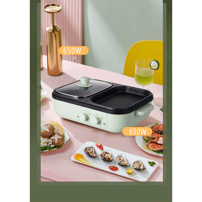 Multifunctional Integrated Electric Cooking Pot and Grilling Pan, Non Stick Coating