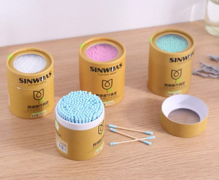 Bamboo Cotton Buds 100% Cotton Double Ear Swabs Sustainable & Eco Friendly Plastic Free Environmentally Clean Packaging