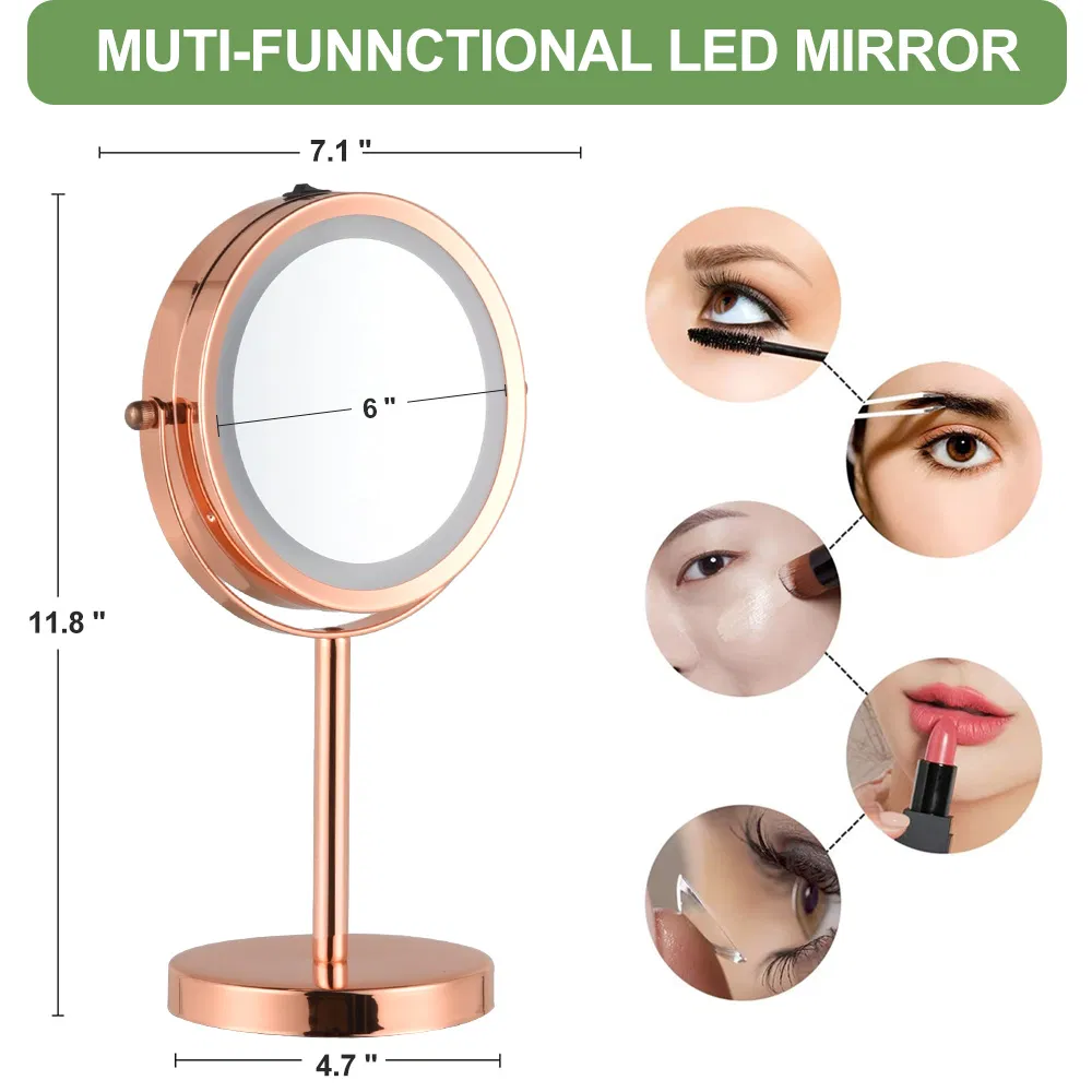 Two-Side Makeup Mirror Elextronic Magnifying 10X Electroplating Mirror