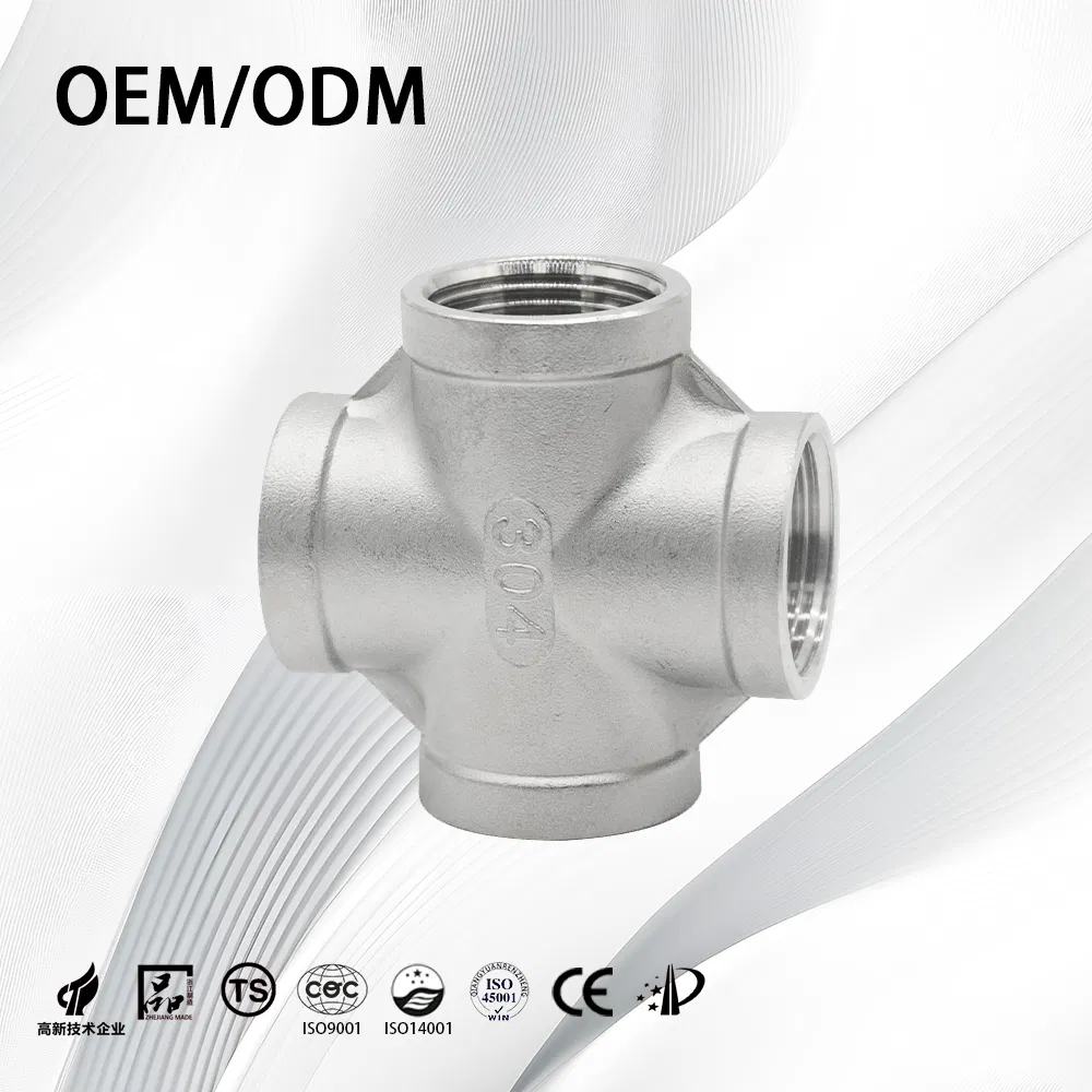 High Pressure Industries Customize ASME B16.9 Threaded Equal Stainless Steel Cross for Industry