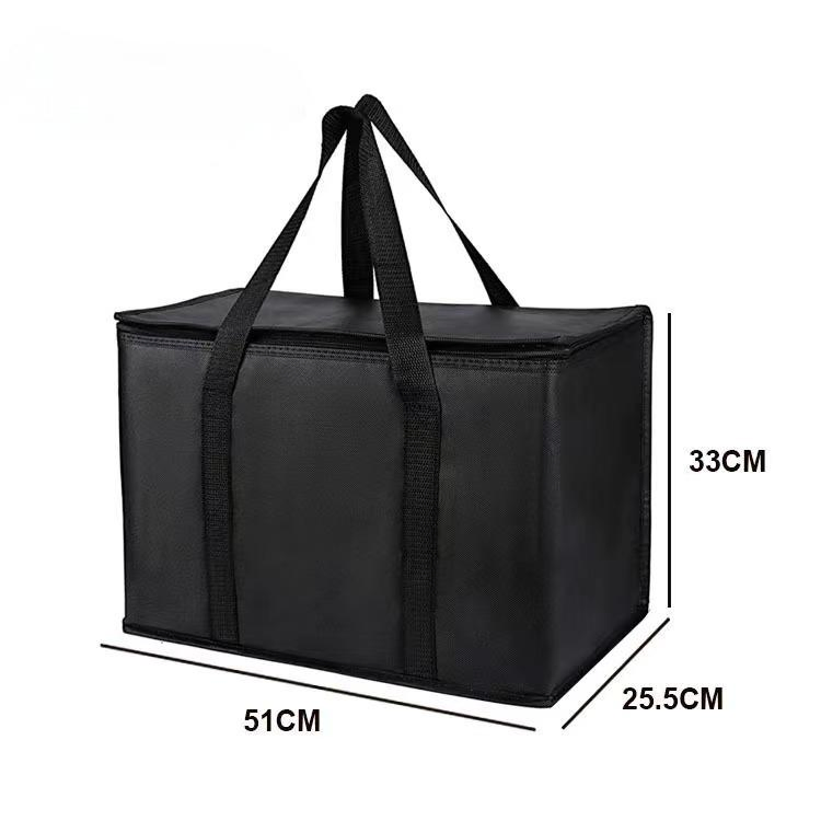 Insulated Grocery Shopping Bags Black Reusable Thermal Zippe Collapsible Tote Cooler Food Transport Hot and Cold Camping Recycled Material Delivery Groceries