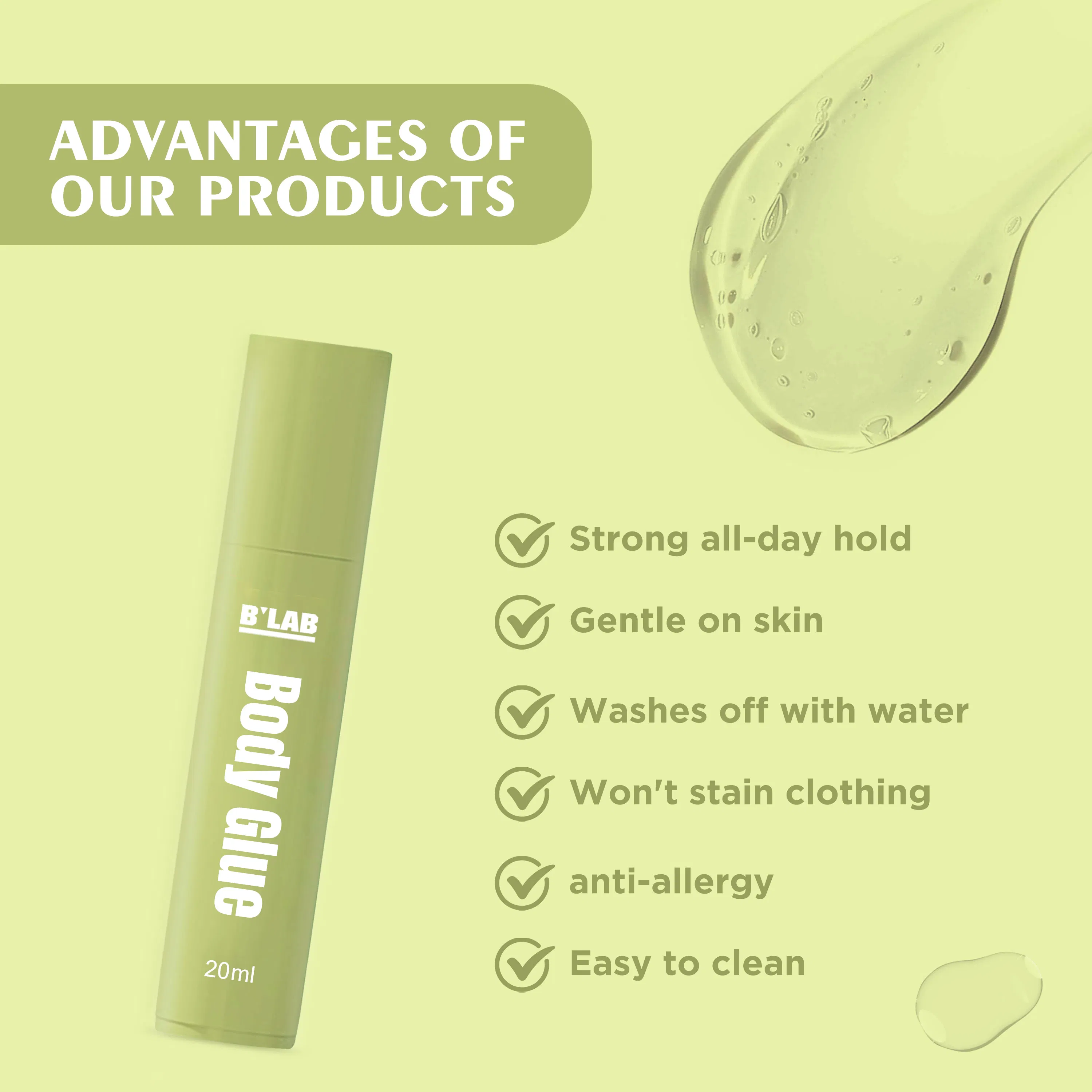 Factory Custom Skin Adhesive Body Gel Cloth Bra Roll on Body Glue