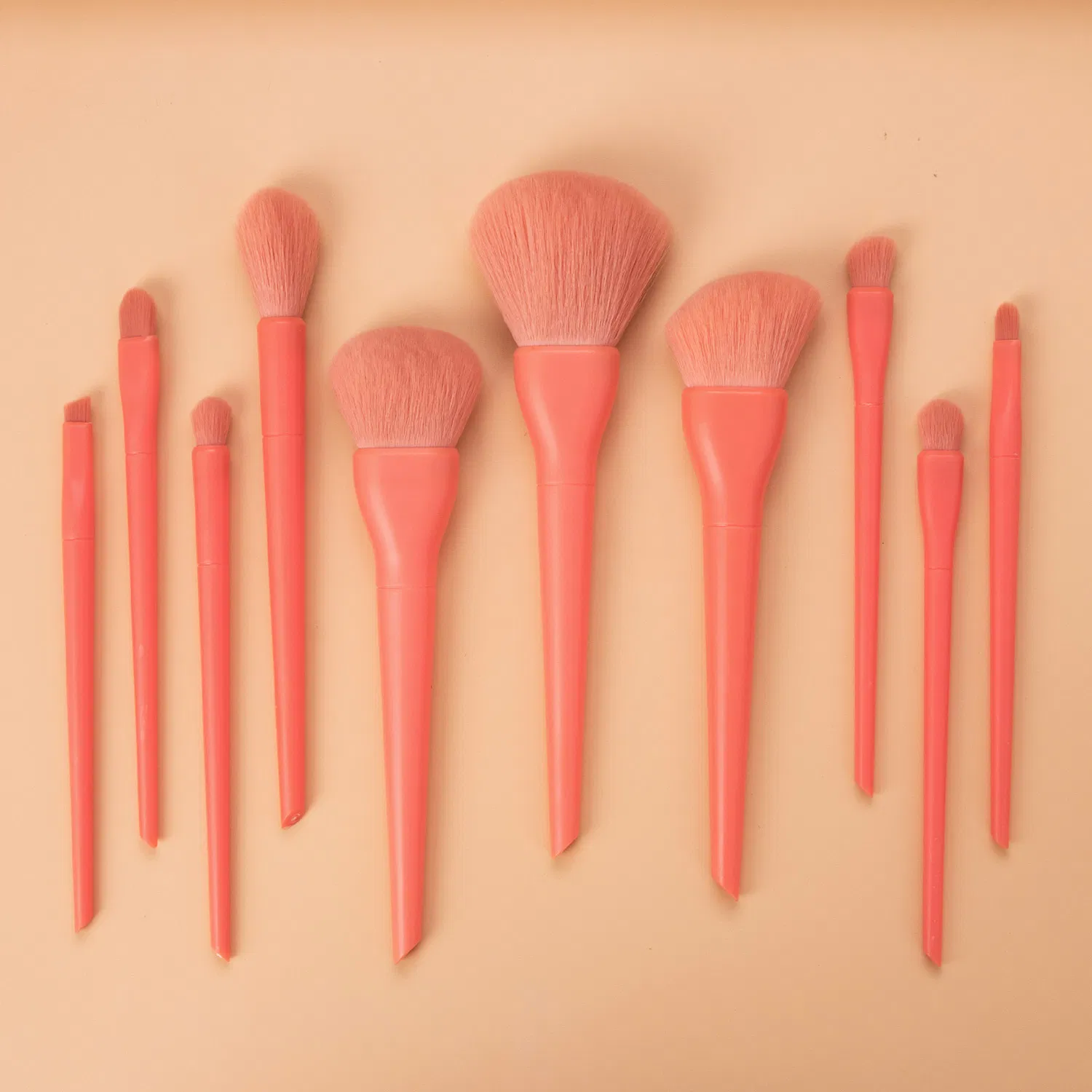 Factory 3colors Plastic Makeup Brush Set Orange Beauty Tool Blending Cosmetic Facial Brush