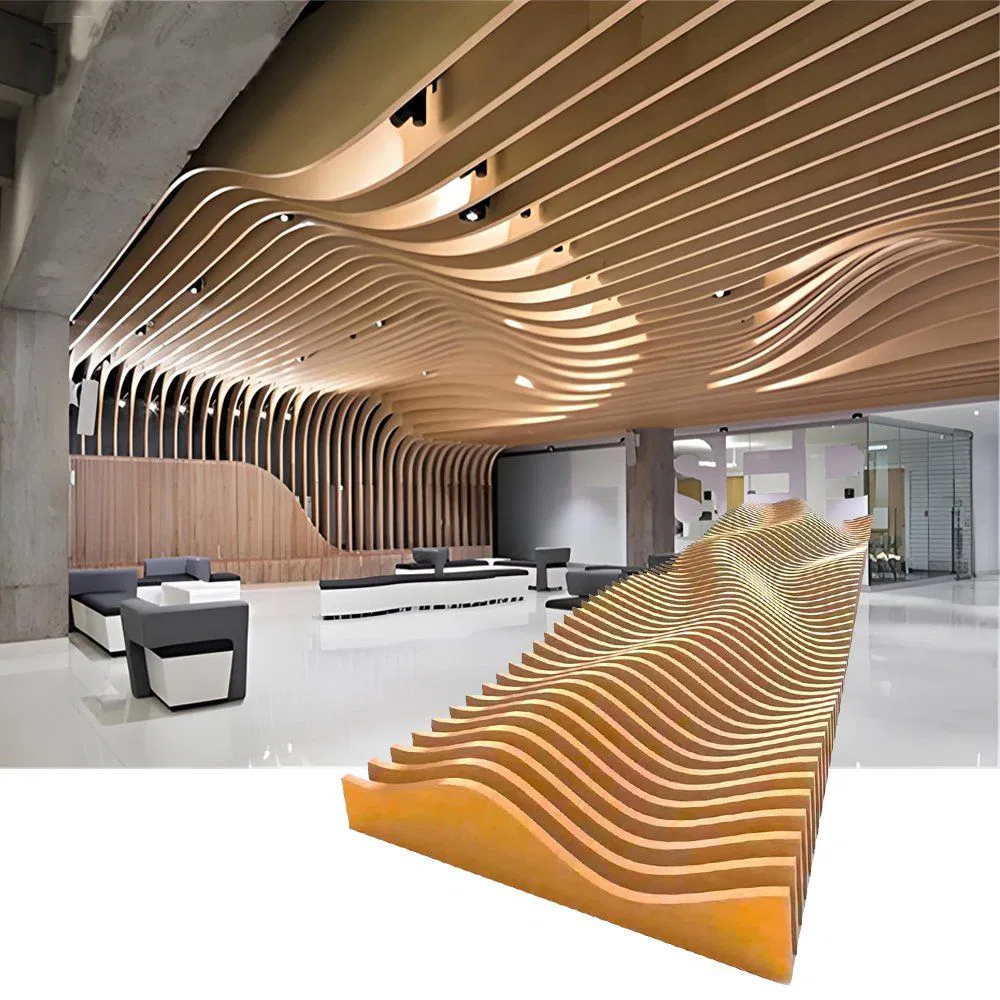 Customized Suspended Metal Ceilings Construction Decorative Wavy Aluminum Baffle Ceiling