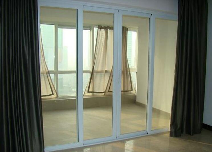 Low Price White Color UPVC Vinyl Sliding Glass Door Partition Door with Decorative Grill
