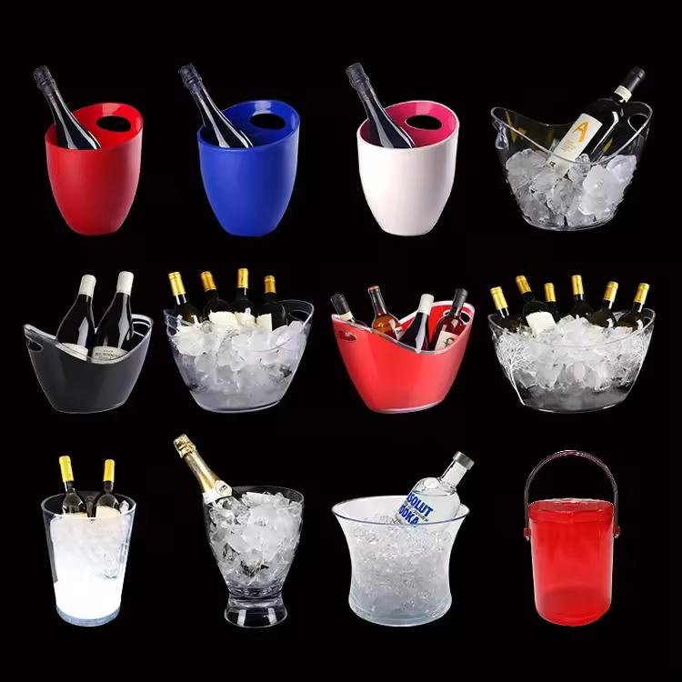 Factory Directly Sell Eco-Friendiy Plastic Transparent 5L Ice Bucket Wine Beer Ice Bucket Beverage Tubs Ice Buckets for Crystal Head Reyka Samuel Adams