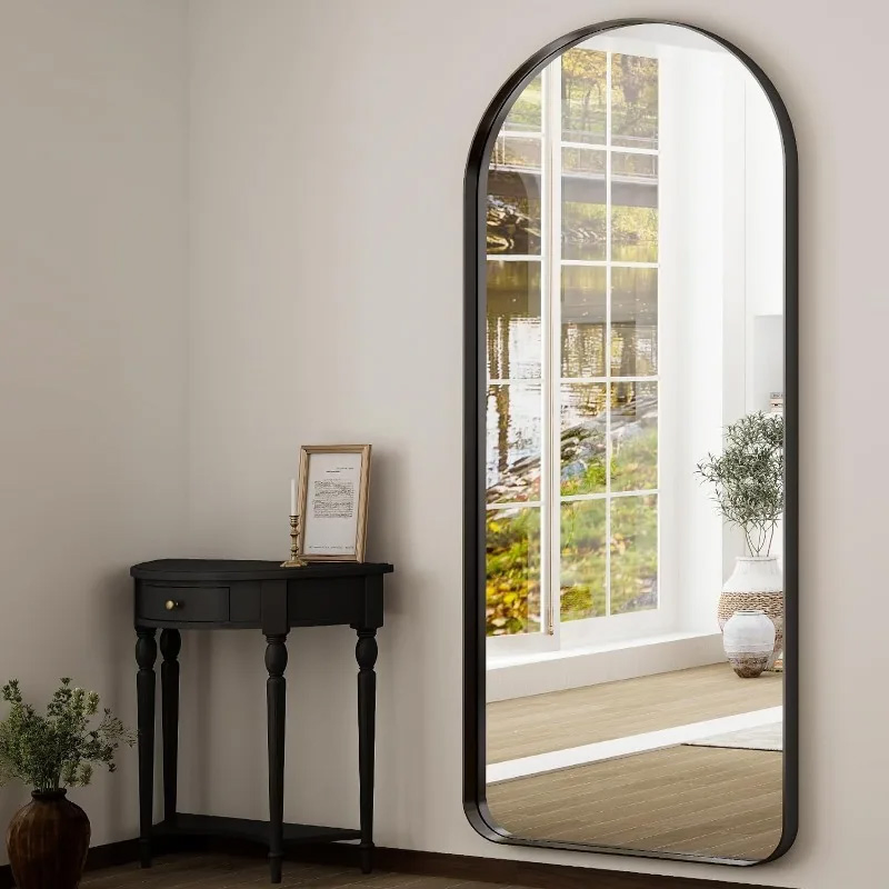 Extra Large 120*60 Cm Arched Full-Length Mirror-Wall-Mounted or Leaning Mirror with Aluminum Alloy Frame-Modern and Simple Home Decor